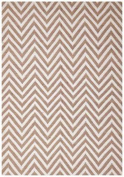 Modern Flatweave Chevron Design Beige Rug