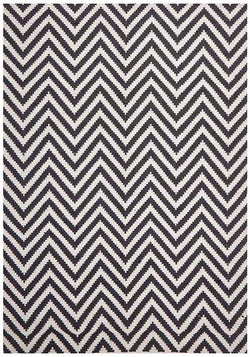 Modern Flatweave Chevron Design Black Rug