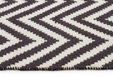 Modern Flatweave Chevron Design Black Rug