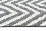 Modern Flatweave Chevron Design Blue Rug