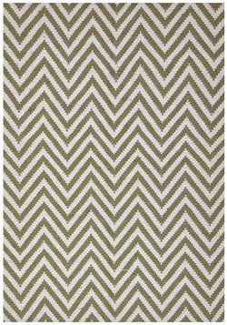 Modern Flatweave Chevron Design Green Rug