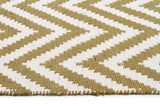 Modern Flatweave Chevron Design Green Rug