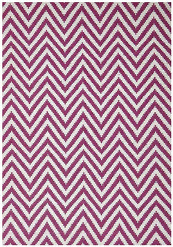 Modern Flatweave Chevron Design Pink Rug