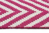 Modern Flatweave Chevron Design Pink Rug