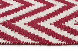 Modern Flatweave Chevron Design Red Rug