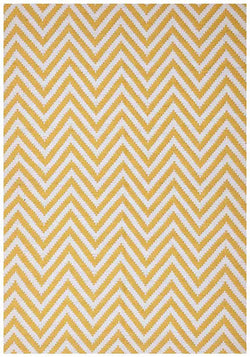 Modern Flatweave Chevron Design Yellow Rug