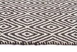 Modern Flatweave Diamond Design Black Rug