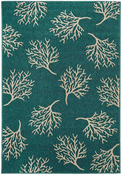 Coral Reef Turquoise Outdoor Rug