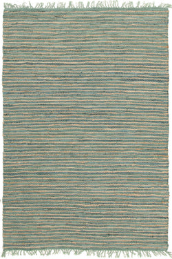 Bondi Leather and Jute Rug Aqua