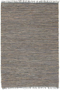 Bondi Leather and Jute Rug Grey