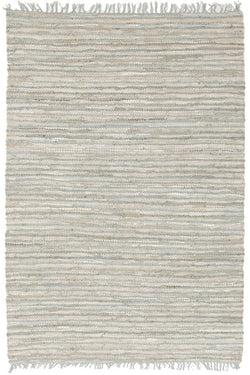 Bondi Leather and Jute Rug Sky Blue