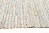 Bondi Leather and Jute Rug Sky Blue