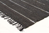 Saville Jute and Leather Rug Black