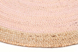 Round Jute Natural Rug Pink