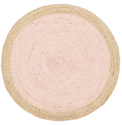 Round Jute Natural Rug Pink