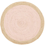 Round Jute Natural Rug Pink