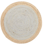 Round Jute Natural Rug Silver Blue