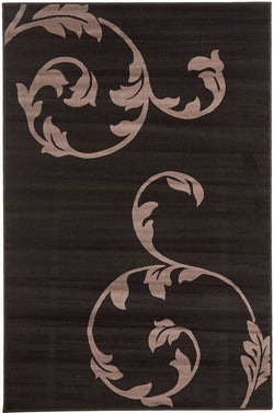 Ultra Modern Black Leaf Pattern Rug