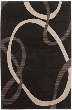 Abstract Modern Rug Black Grey