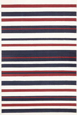 Modern Stripes Rug Blue Red White