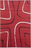 Curves Rug Red Black Off White