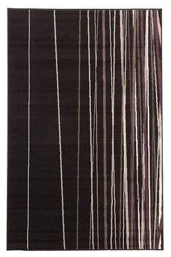 New Lines Rug Black Grey Cream Purple