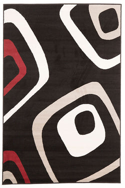 Retro Squares Rug Black Grey Red