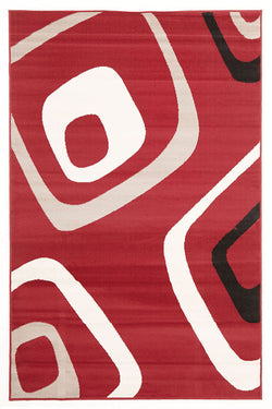 Retro Squares Rug Red Black Grey