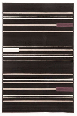 Stripe Rug Black Charcoal Aubergine