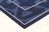 Modern Blue Navy Border Pattern  Rug