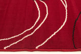 Modern Swirls Rug Red Black Off White