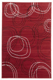 Modern Swirls Rug Red Black Off White