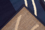 Modern Funky Border Pattern Rug Navy