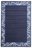 Modern Funky Border Pattern Rug Navy