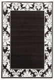 Damask Border Pattern Rug Black White