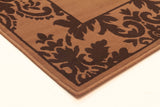 Damask Border Pattern Rug Beige Brown