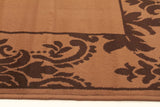 Damask Border Pattern Rug Beige Brown