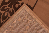 Damask Border Pattern Rug Beige Brown