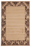 Damask Border Pattern Rug Beige Brown