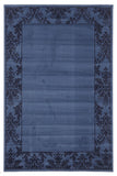 Damask Border Design Rug Blue Navy