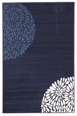 Uber Modern Burst Pattern Rug Navy Blue White