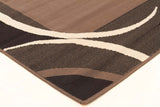 Crescent Border Pattern Rug Black Grey