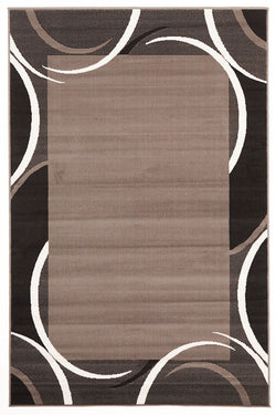 Crescent Border Pattern Rug Black Grey