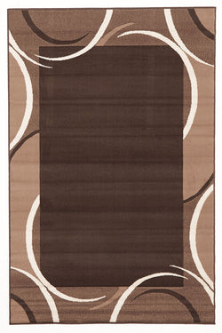 Crescent Border Pattern Rug Brown Beige