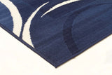 Crescent Border Pattern Rug Navy Blue