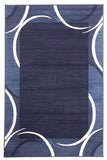 Crescent Border Pattern Rug Navy Blue