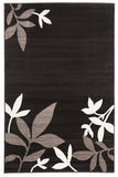 Modern Spring Leaf Rug Black