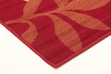 Modern Spring Leaf Rug Red