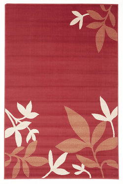 Modern Spring Leaf Rug Red