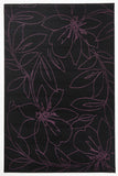 Flower Outline Rug Black Purple